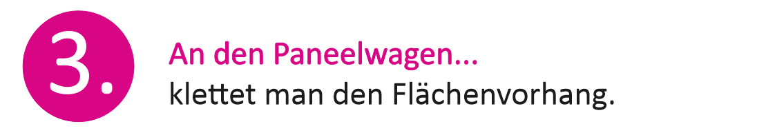 Flächenvorhang an den Paneelwagen
